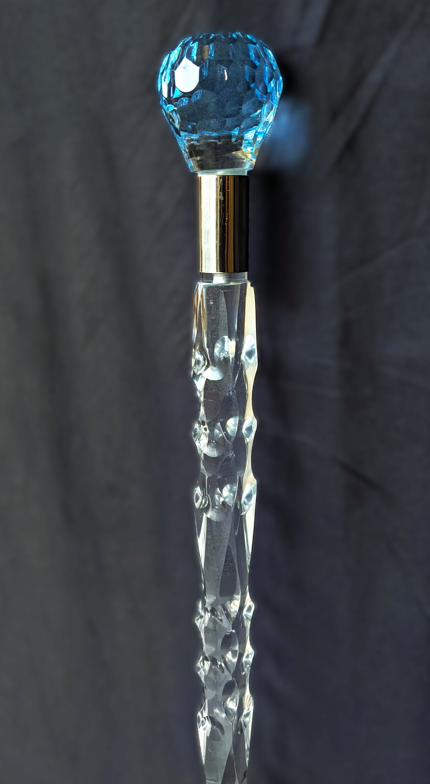 Round Handle Light Blue Acrylic Walking Stick & Cane – Luxury Crystal Cane
