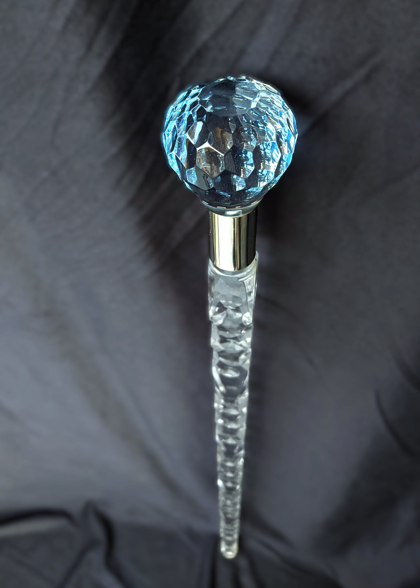 Round Handle Light Blue Acrylic Walking Stick & Cane – Luxury Crystal Cane