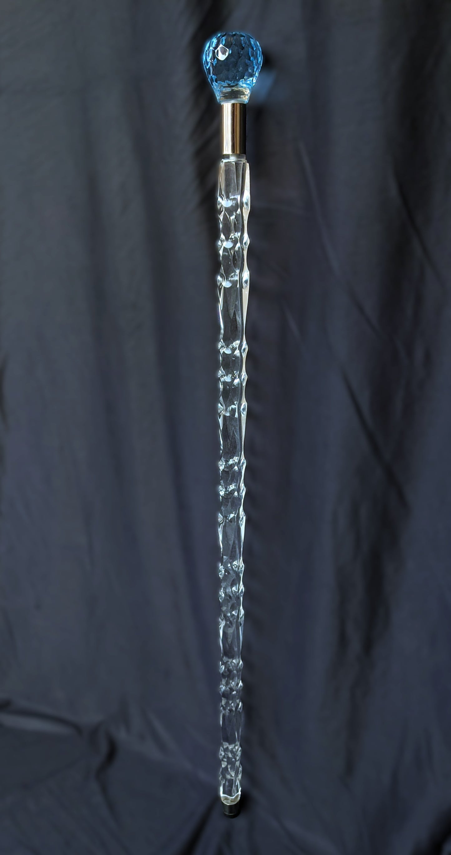 Round Handle Light Blue Acrylic Walking Stick & Cane – Luxury Crystal Cane