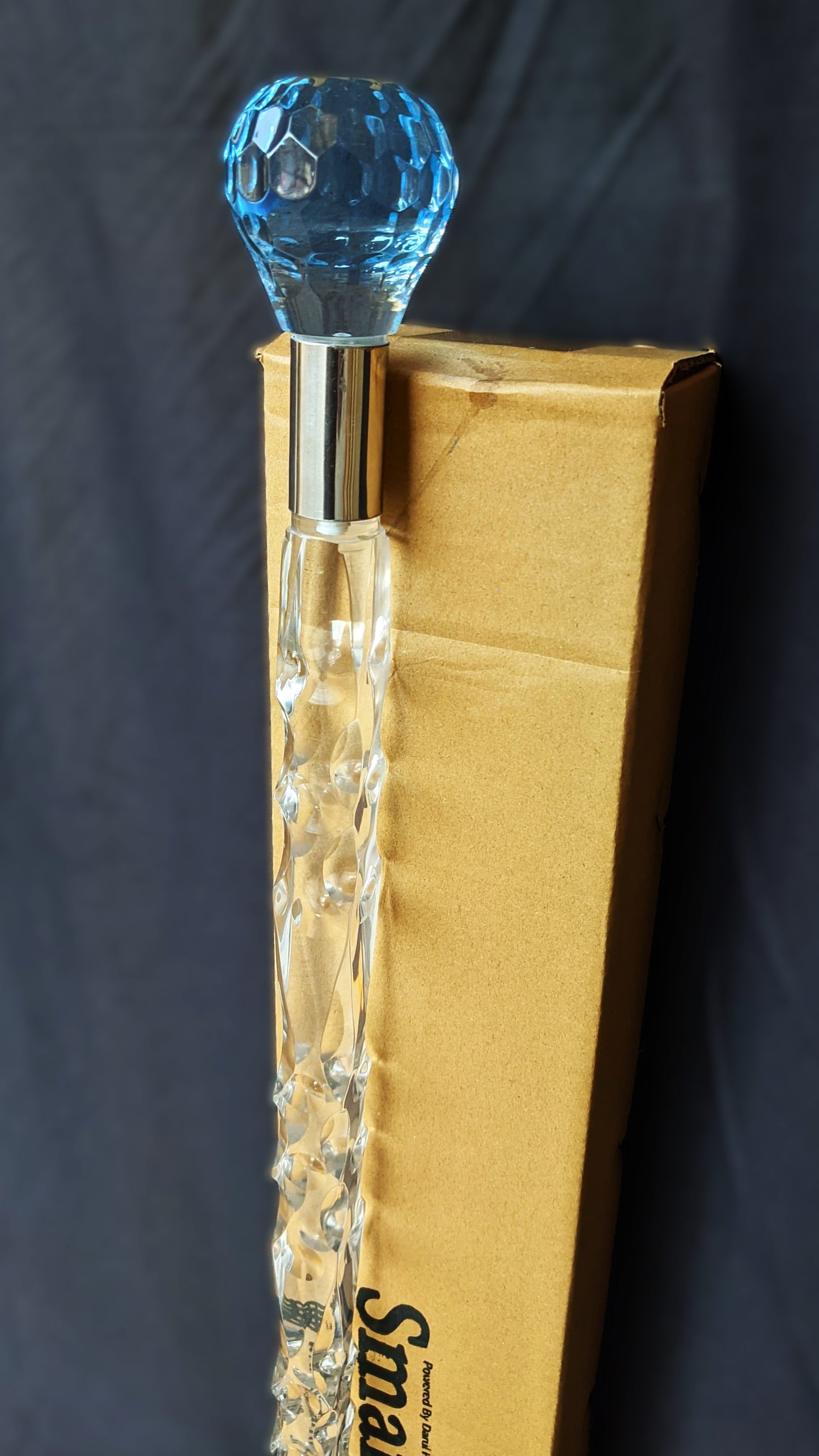 Round Handle Light Blue Acrylic Walking Stick & Cane – Luxury Crystal Cane