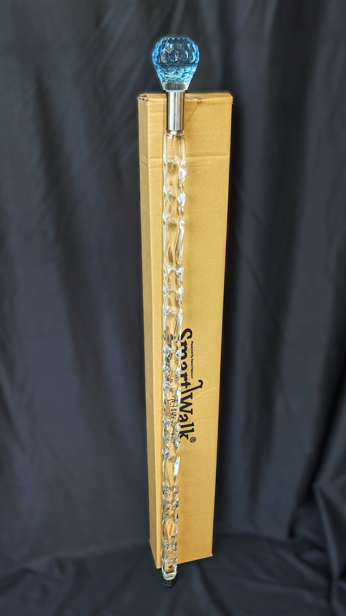 Round Handle Light Blue Acrylic Walking Stick & Cane – Luxury Crystal Cane