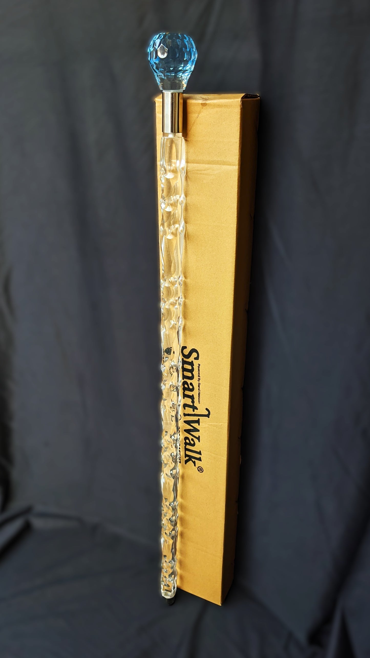 Round Handle Light Blue Acrylic Walking Stick & Cane – Luxury Crystal Cane
