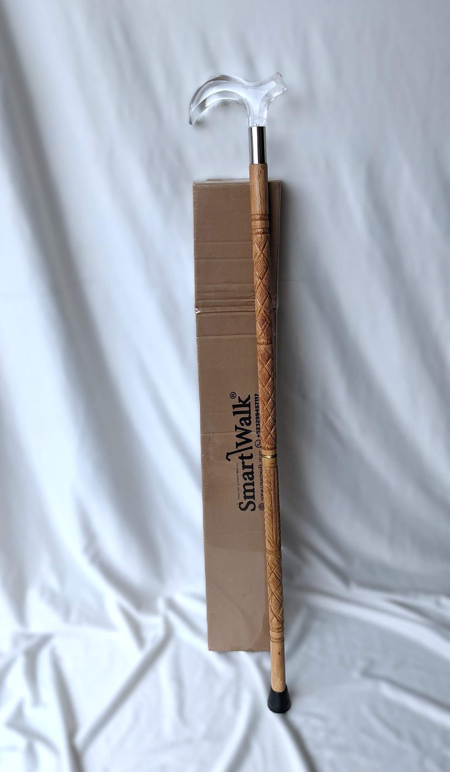 Premium Wooden Walking Cane with Stylish Acrylic Handle – Elegant, Durable & Travel-Friendly