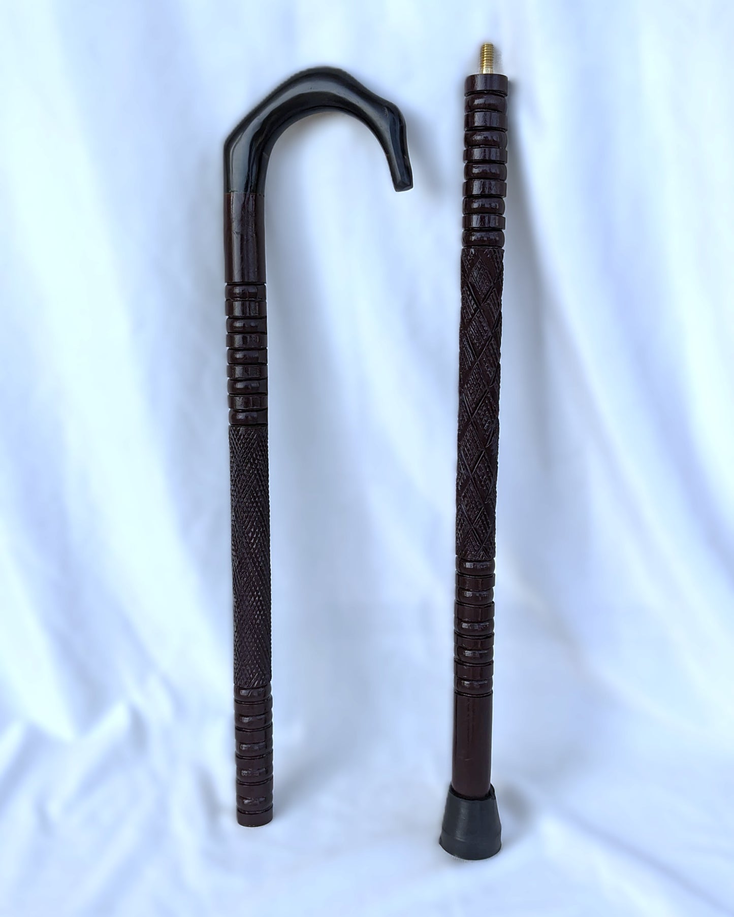 Premium Quality Wooden Walking Stick Cane – Animal Horn Handle