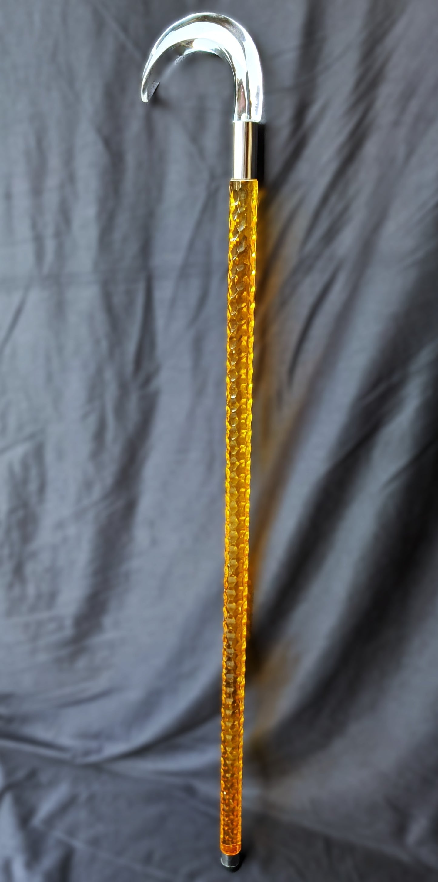 Luxury Amber Acrylic Walking Cane with Transparent Round Crook Handle – Vintage-Inspired Elegance & Support
