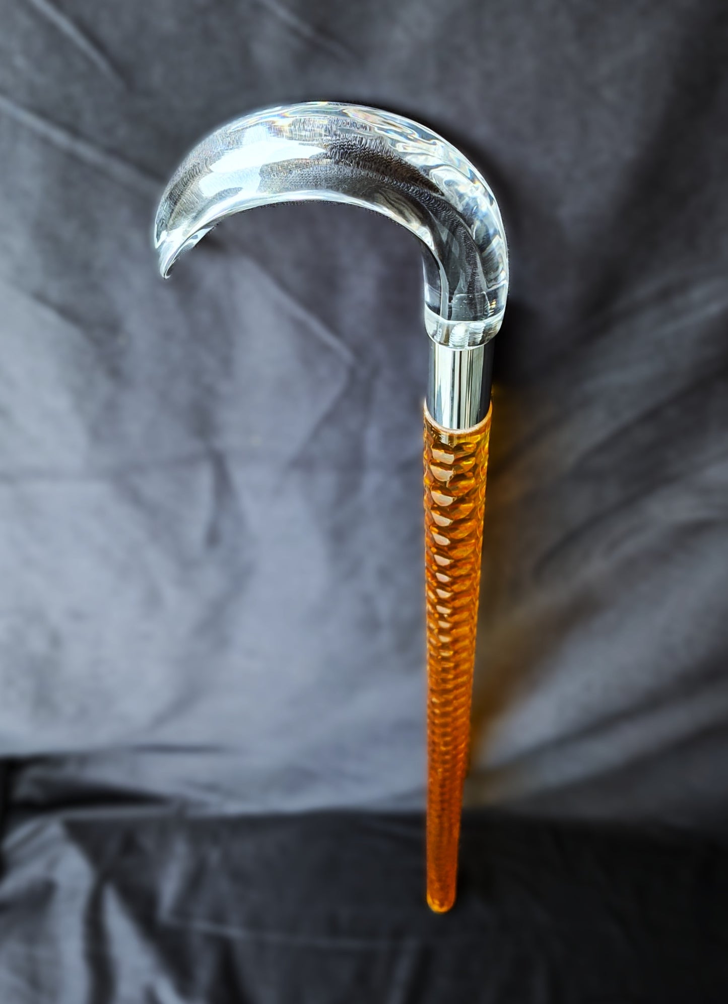 Luxury Amber Acrylic Walking Cane with Transparent Round Crook Handle – Vintage-Inspired Elegance & Support