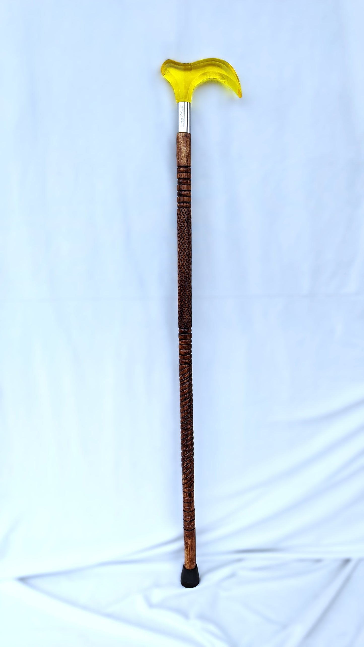 Golden Transparent Handle Walking Stick | Premium Wooden Cane for Men & Women