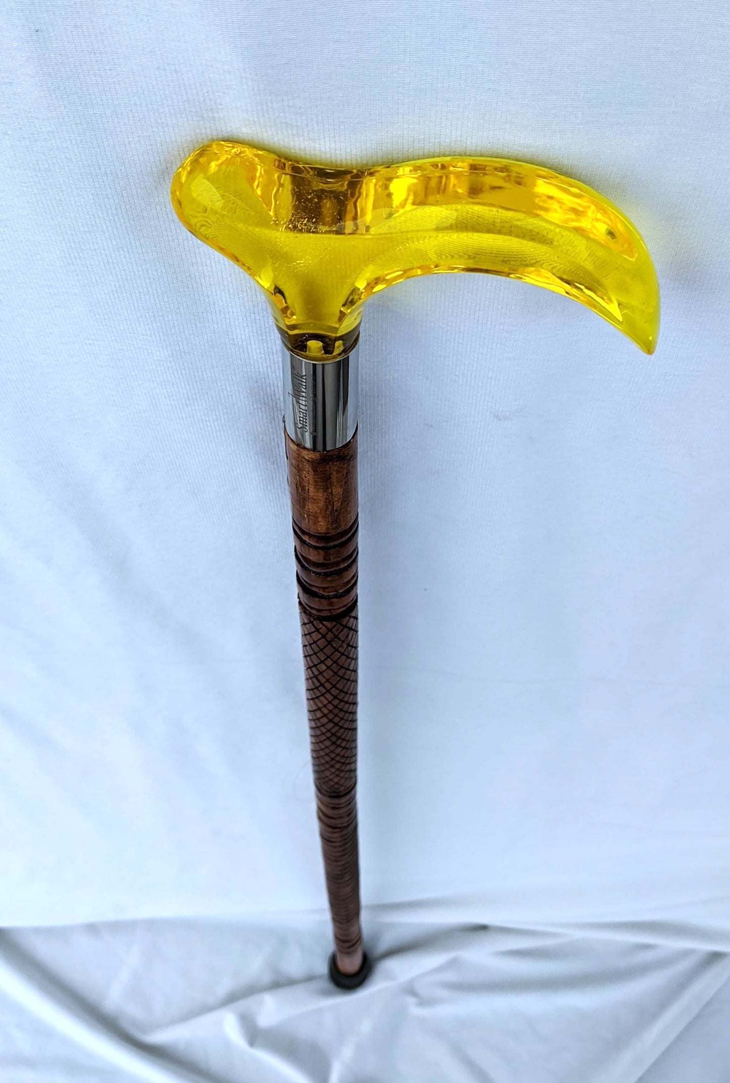 Golden Transparent Handle Walking Stick | Premium Wooden Cane for Men & Women