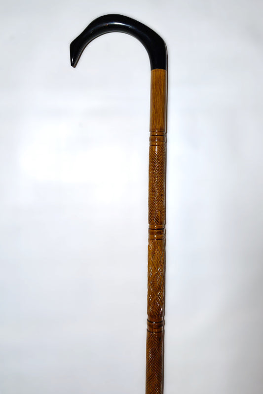 Premium Wooden Walking Stick with Horn Handle