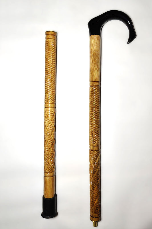 Premium Quality Wooden Walking Stick Cane – Animal Horn Handle