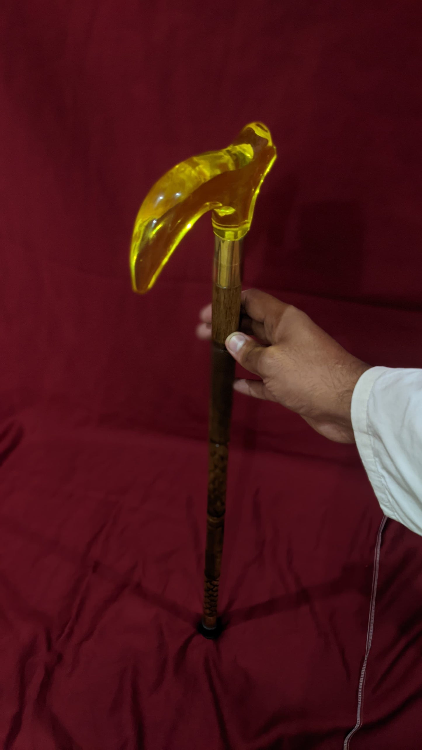 Premium Wooden Walking Cane with Stylish Acrylic Handle
