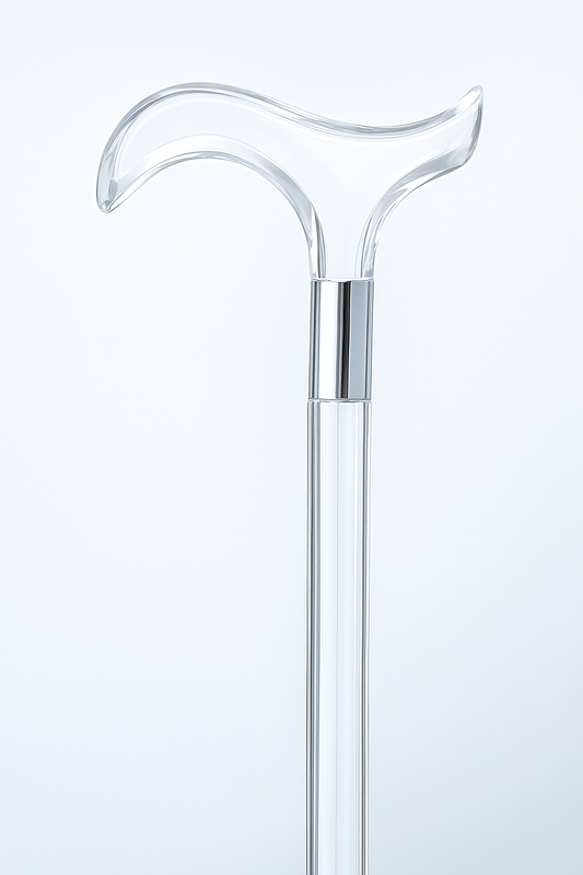 Derby Handle Clear Acrylic Walking Cane – Stylish Invisible & Ergonomic Mobility Aid for Men and Women Modern Handcrafted Stick