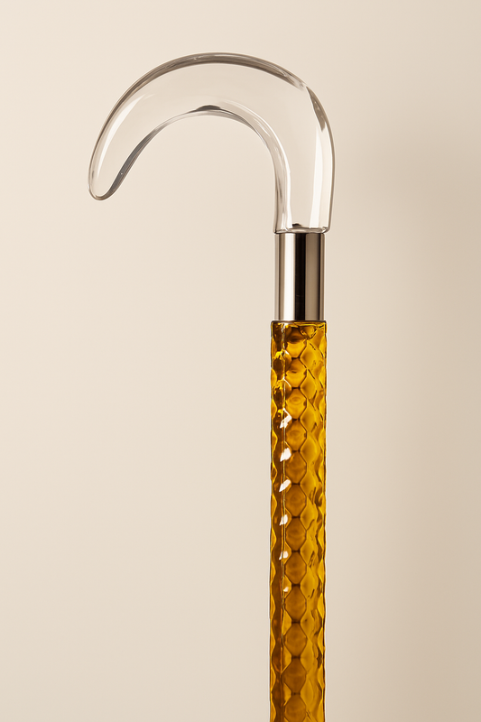 Luxury Amber Acrylic Walking Cane with Transparent Round Crook Handle – Vintage-Inspired Elegance & Support