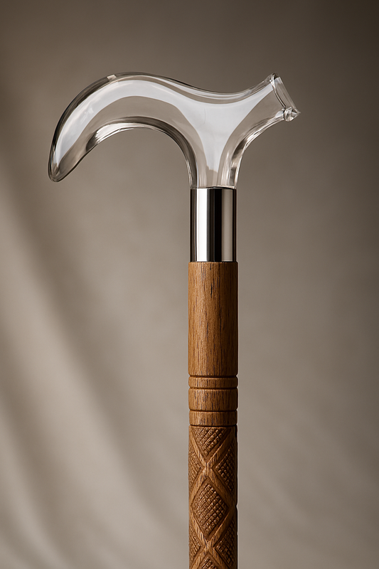 Premium Wooden Walking Cane with Stylish Acrylic Handle – Elegant, Durable & Travel-Friendly