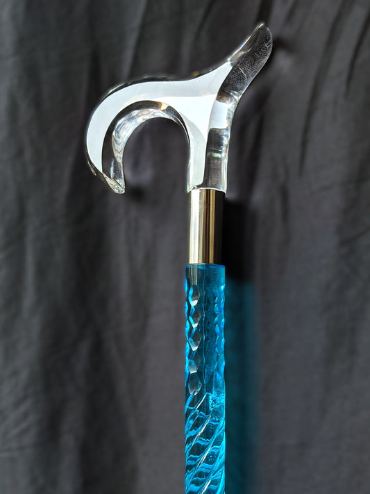 Luxury Neon Blue Acrylic Walking Cane – Women’s Special Edition