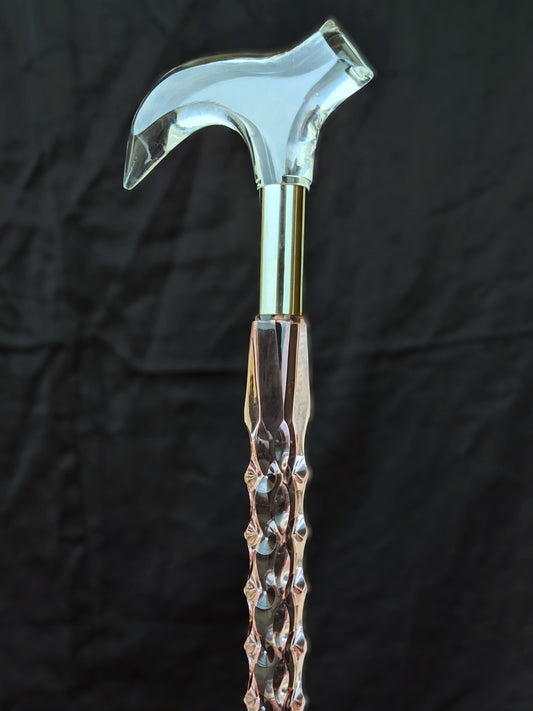 Red Diamond Transparent Acrylic Walking Stick – Elegance Redefined