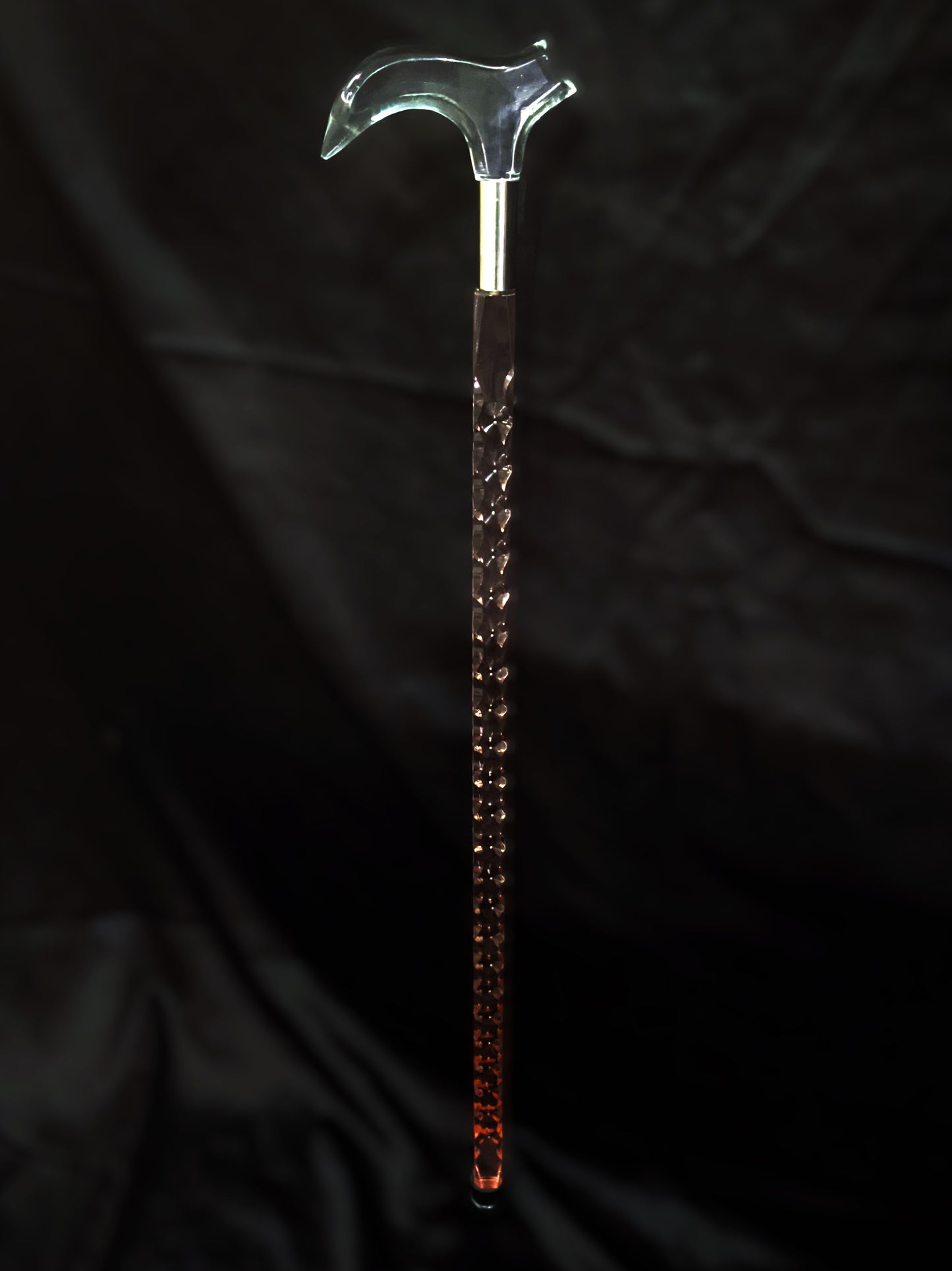Red Diamond Transparent Acrylic Walking Stick – Elegance Redefined