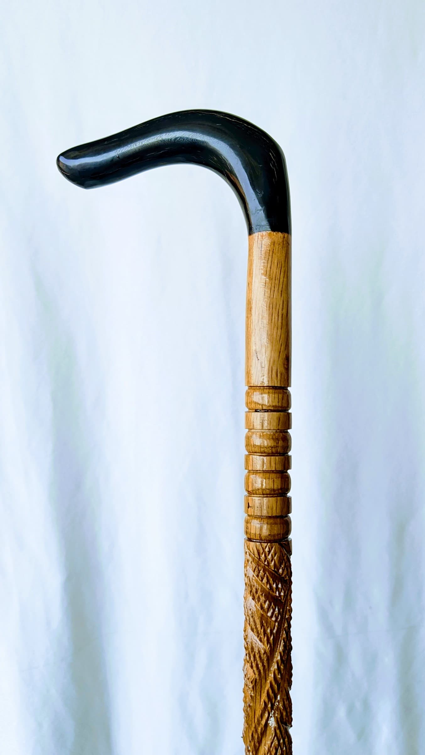 Premium Wooden Walking Stick with Horn Handle