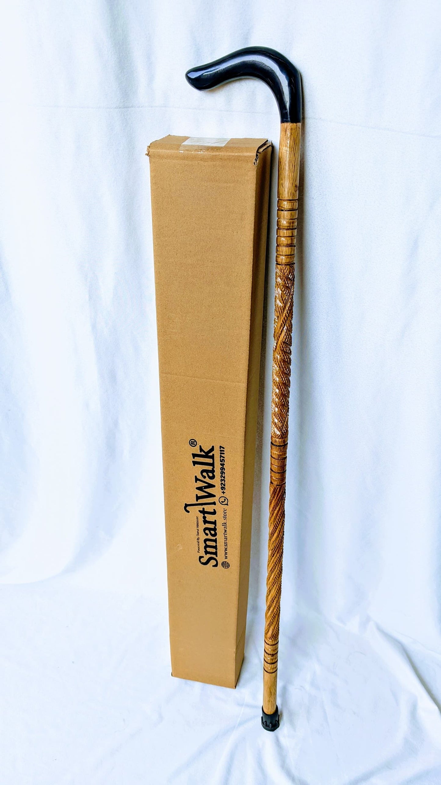 Premium Wooden Walking Stick with Horn Handle