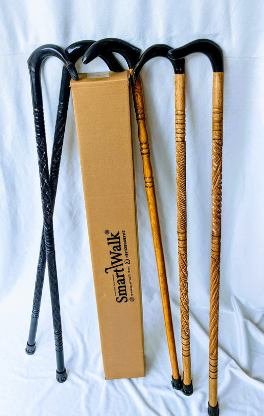 Premium Wooden Walking Stick with Horn Handle