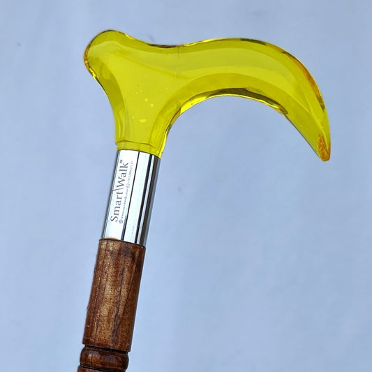Golden Transparent Handle Walking Stick | Premium Wooden Cane for Men & Women